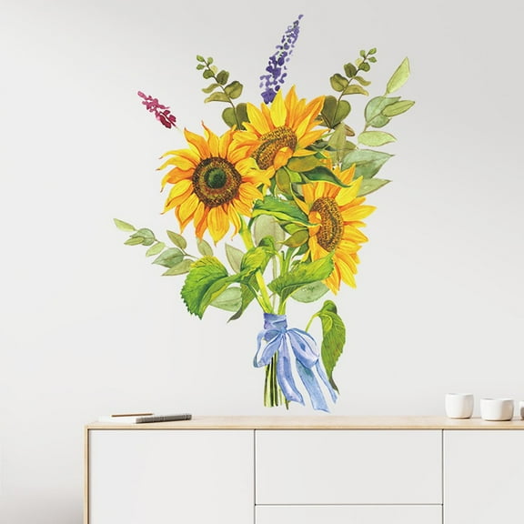 Girlsshop Sunflower Flower Wall Art Stickers Removable Vinyl Decal Home Decoration