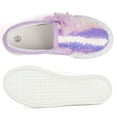thumbnail image 4 of Girls Kids Sneakers Loafer Shoes Toddler Slip On Sequins Glimmer Glitter Sparkle Low Top Non Slip Rubber Sole Lightweight Breathable Fashion Casual Bowknot Purple Size 9, 4 of 5