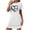White, variant on Printed Short Sleeve Nightgown for Women Cozy Round Neck Sleepwear Dress with Allover Heart Floral Pattern Black L