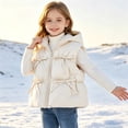 thumbnail image 6 of YUANxueke Girls Puffer Vest Bowknot Trim Lightweight Sleeveless Hooded Jackets Fashion Cute Vests Quilted Coat,White,3 Years, 6 of 8