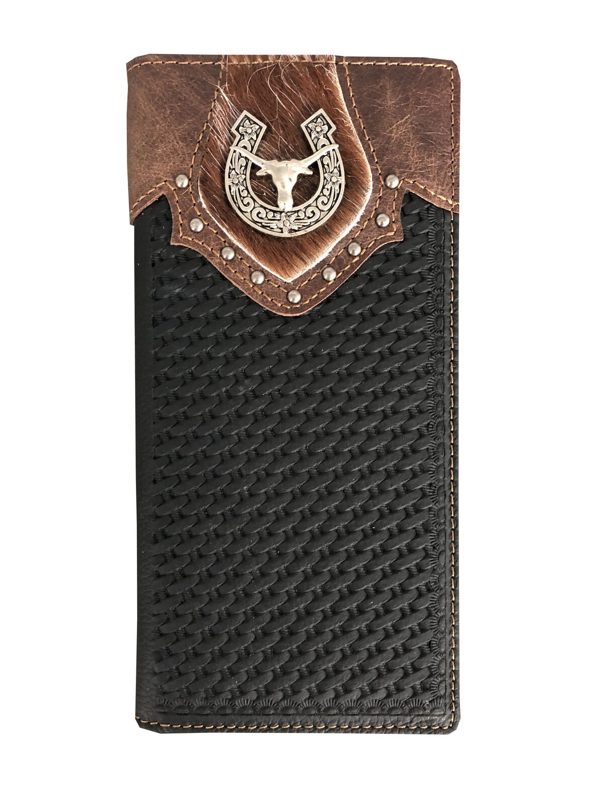 Janhooya - Mens Westem Wallet Genuine Leather Cowboy Long Bifold Wallet