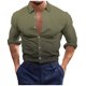 thumbnail image 1 of Blusa y camisa de manga larga con cuello vuelto para hombre, estilo casual, a la moda, con botones estampados, blusa de manga larga con cuello vuelto, camisetas de poliéster para hombre, 1 of 4