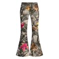 thumbnail image 3 of Grblisyd School Uniform Pants for Girls Flare High Elastic Waist Dress Trousers Back to School Clothes Teens Camo Maple Leaf Print Stretchy Button Pant, 3 of 6