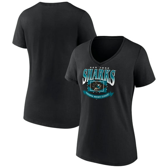 Women's Black San Jose Sharks Slapshot V-Neck T-Shirt