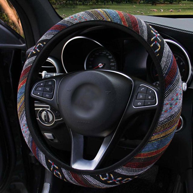 Linen Car Steering Wheel Cover Fashion National Style Auto Accessory Auto Car Wrap Cover ANGGREK Linen Car Steering Wheel Cover