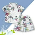 thumbnail image 2 of 4T Summer Outfits for Boys, Boys Hawaii Outfit 2Pcs Set Summer Beach Button Down Shirt Top + Shorts Girls Back To School Clothes, 2 of 3