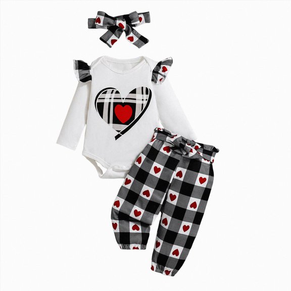 Splozh Newborn Baby Girl Clothes Baby Girl Outfit Long Sleeve Romper Bodysuit Cartoon Prints Pants Girls Outfits 6 12 18 24 Months,White,3-6 Months