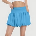 thumbnail image 5 of Women's Double Layer Bubble Hem High Waist Skirt - Solid Color Micro-Stretch Skirt for Casual, Retro, and Vintage-Inspired Fashion,Blue XS, 5 of 5