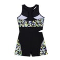 thumbnail image 5 of inlzdz Kids Girls Stylish Print Patchwork Jumpsuit Sleeveless Cutout Bodysuit for Sports Exercise Gray 10, 5 of 6