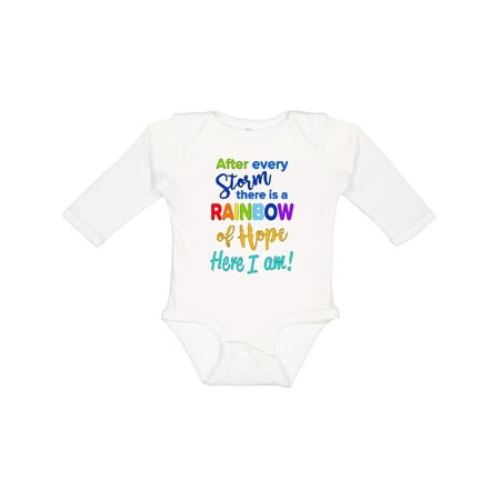

Inktastic After Every Storm There is a Rainbow of Hope- Here I Am! Gift Baby Boy or Baby Girl Long Sleeve Bodysuit