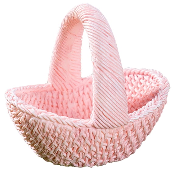 1 Pc Miniature Imitation Woven Baskets with Handles Tiny Candy Gifts Basket Mini Flower Basket Mini Woven Basket Small Easter Wicker Baskets with Handle for Favors and Home Decor, 2.28"x2.05", Pink