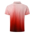thumbnail image 5 of Men's Casual Shirts Gradient Summer Short Sleeve Contrast Collar Buttoned Tee Polo Shirt with Pocket Business Shirts Red S, 5 of 5