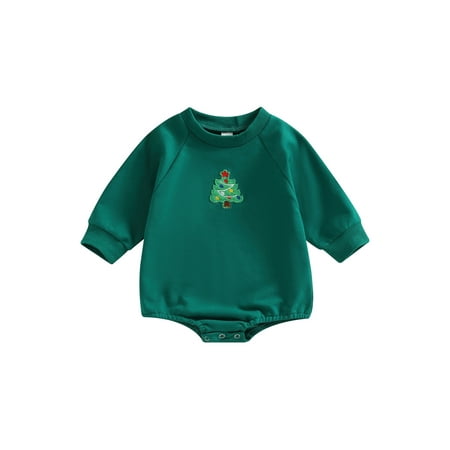 

sdghg Baby Boys Girls Christmas Romper Long Sleeve Crew Neck Santa/Tree/Elk Bodysuit for Casual Daily