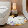 thumbnail image 2 of Round Rug 3.3Ft Washable Non-Slip, Spring Flowers Circle Area Rugs for Living Room Bedroom, Watercolor Sunflowers Daisy Butterflies Wood Indoor Floor Mats Carpet Runner for Home Decor Aesthetic, 2 of 8