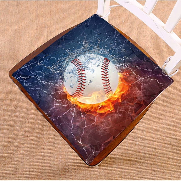 PKQWTM Softball ball fire water lightening around polygonal Chair Pads Chair Mat Seat Cushion Chair Cushion Floor Cushion Size 18x18 inches