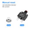 thumbnail image 3 of Unique Bargains Circuit Overload Protector 6A AC125/250V DC32V Push Button Thermal Circuit Breaker with Waterproof Caps 3pcs, 3 of 5