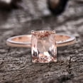 thumbnail image 5 of 10mm Cushion Solitaire Morganite 4 Carat Engagement Ring Diamond Moissanite Wedding Ring 10k Rose Gold Filigree, 5 of 7