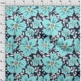 thumbnail image 4 of oneOone Polyester Spandex Teal Blue Fabric Floral Craft Projects Decor Fabric Printed By The Yard 56 Inch Wide, 4 of 4