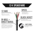 thumbnail image 2 of Voltive 12/4 Speaker Wire - CL3 - In-Wall & Direct Burial - OFC - 100FT - Black, 2 of 4