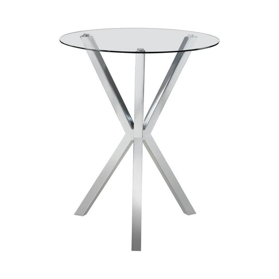Coaster Company Denali Round Glass Pub Table, Chrome