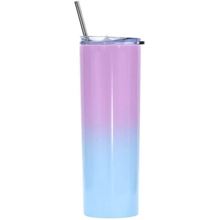 

Ezprogear 20 oz Stainless Steel Glossy Slim Skinny Vacuum Insulated Tumbler with Lid and Straw (Lavender/Cornflower)