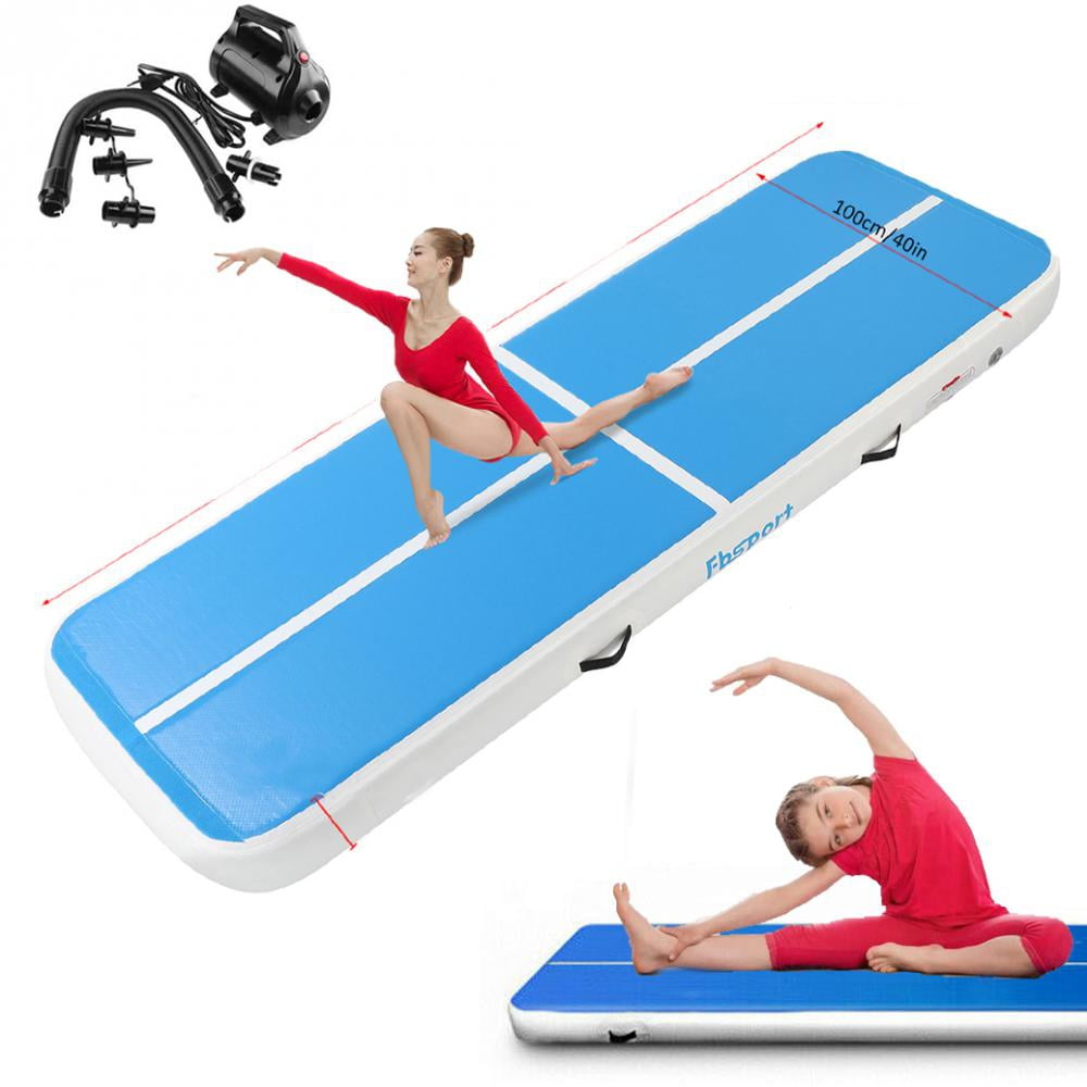 CNSPORT 10ft/13ft/16ft/20ft/23ft/26ft Inflatable Gymnastics Airtrack Tumbling Mat Air Track Floor Mats with Electric Air Pump for Home Use/Training/Cheerleading/Beach/Park and Water 