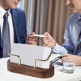 thumbnail image 4 of Product Business Card Holder 2 | Product High End Minimalist Walnut Wood Card Display Rack for Hotels and Stylish Metal Name Card Storage | Platform Wood Business Card Holder for Desk Gold Metal, 4 of 4