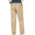 thumbnail image 4 of Buigttklop Men'S Pants,Men'S Solid Pure Cotton Elastic Waist Straight Barrel Trousers, 4 of 4