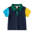 thumbnail image 2 of Baby Boy Summer Clothes Summer Color Block Casual Polo Shirt for Toddler Kids Boys Breathable Soft Comfor Top Toddler T Shirts Green 5 Years-6 Years, 2 of 3