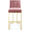 thumbnail image 4 of Modway Privy Gold Stainless Steel Performance Velvet Bar Stool in Gold Dusty Rose, 4 of 8