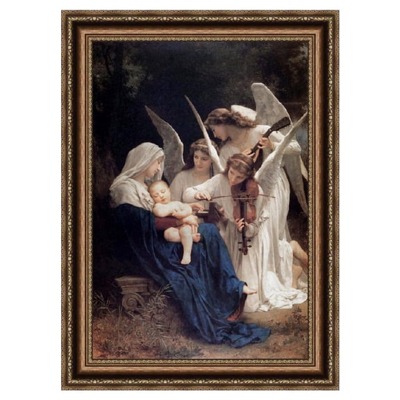 INVIN ART Framed Canvas Print Song of the Angels by William Adolphe Bouguereau Modern Wall Art, 28"x40"