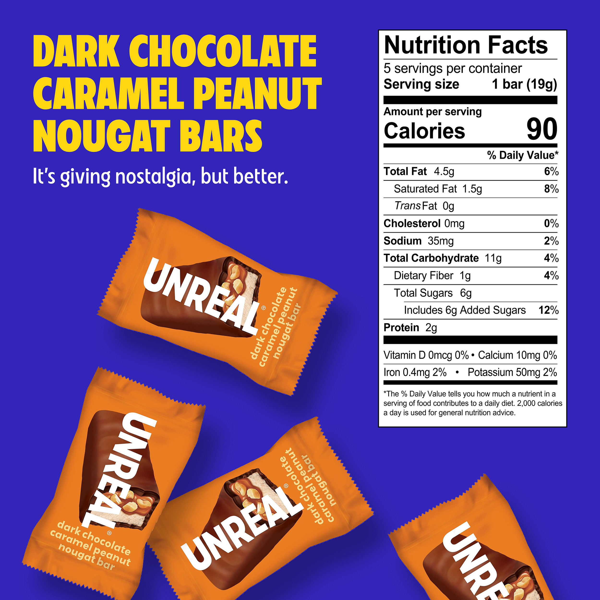 UNREAL Dark Chocolate Caramel Peanut Nougat Bar, 3.4 oz photo 7
