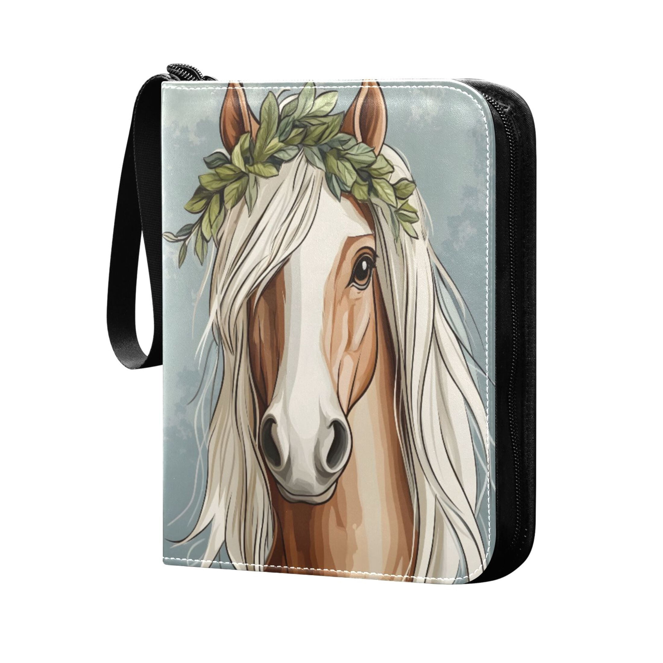 ALAZA Cartoon Horse Trading Card Binder 4 Pocket Cards Collection Album 400 Folder Holder