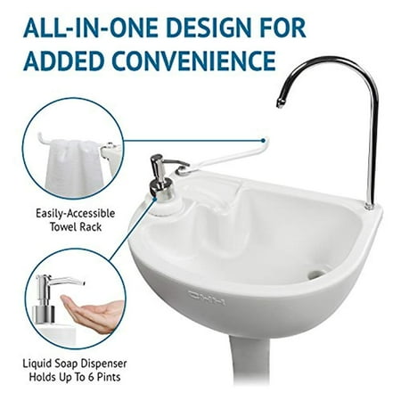 Hike Crew Upgraded Portable Camping Sink Attach To Hose For Continuous Water W 19 Liter Water Capacity Hand Wash Basin Towel Holder Soap
