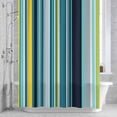 thumbnail image 3 of Teal Yellow Stripes Shower Curtain for Bathroom Decor, Lines Art Waterproof Fabric Shower Curtain, 72"x84" Set with 12 Hooks, 3 of 9