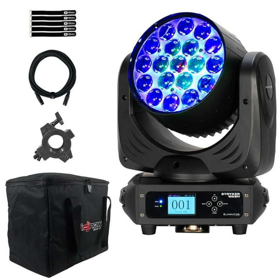 Eliminator Lighting STRYKER WASH RGBW LED Moving Head Wash Fixture with Padded Utility Case Package