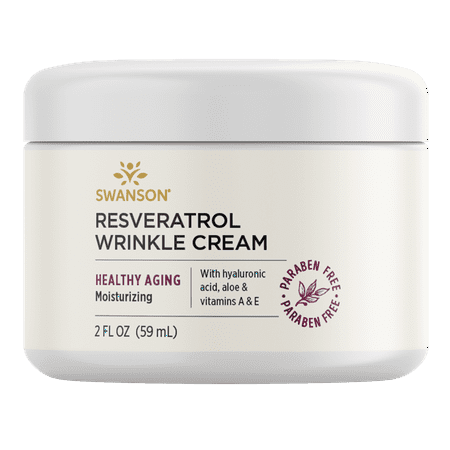 Swanson Resveratrol Wrinkle Cream with Hyaluronic Acid 2 fl oz Cream