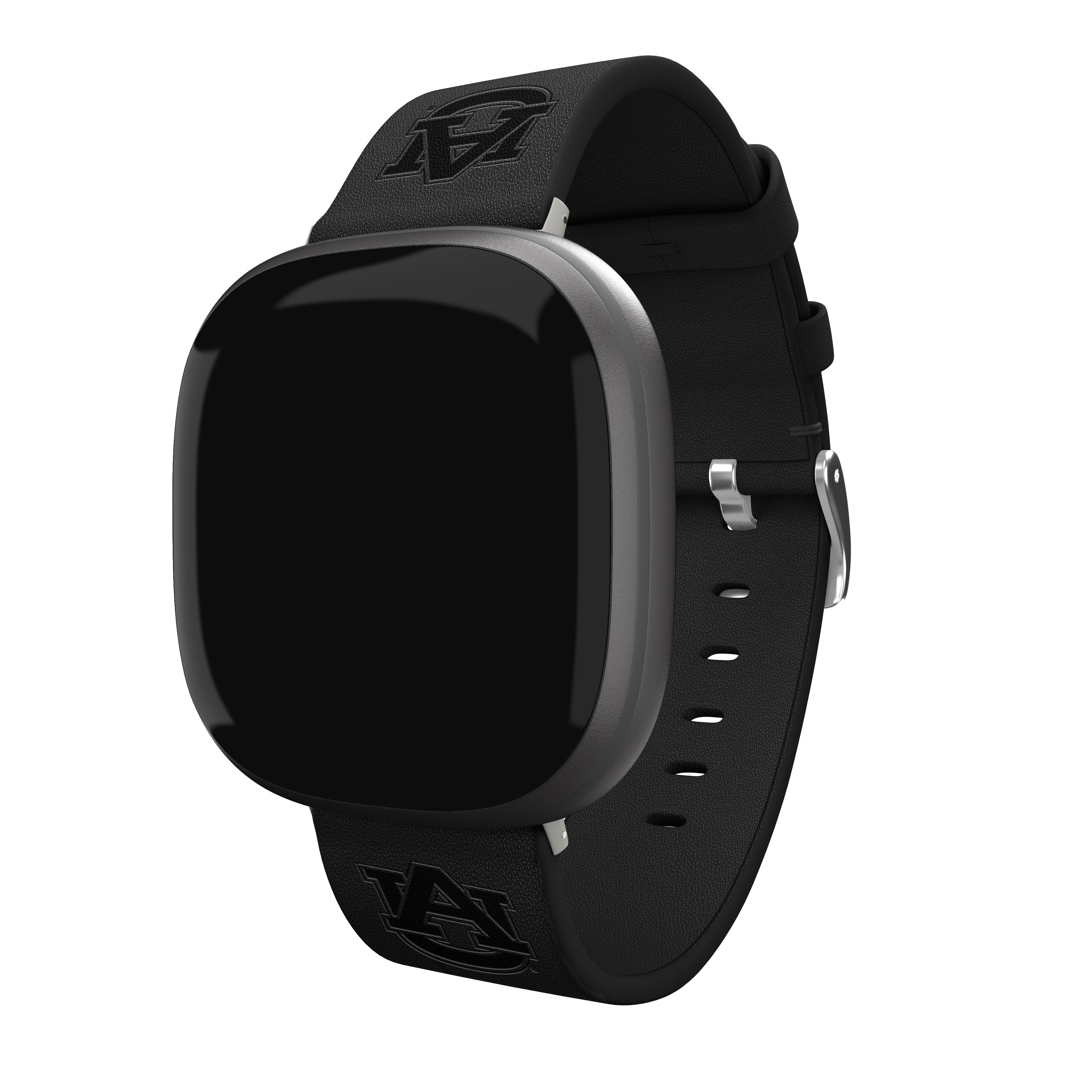 Auburn Premium Leather Unisex Watch Band for FitBit Versa 3 and Sense (Short Black) by Affinity Bands
