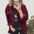 thumbnail image 2 of IROINNID Long Cardigans for Women Corduroy Buttoned Cardigan Long Sleeve Lapel Loose Padded Shirt Top,Burgundy, 2 of 6