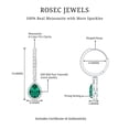 thumbnail image 6 of Rosec Jewels Lab Grown Emerald Drop Earrings (6X8mm Pear, AAAA Grade) - Emerald Hoop Earrings with Moissanite - Ready to Gift, 14K White Gold, 6 of 7