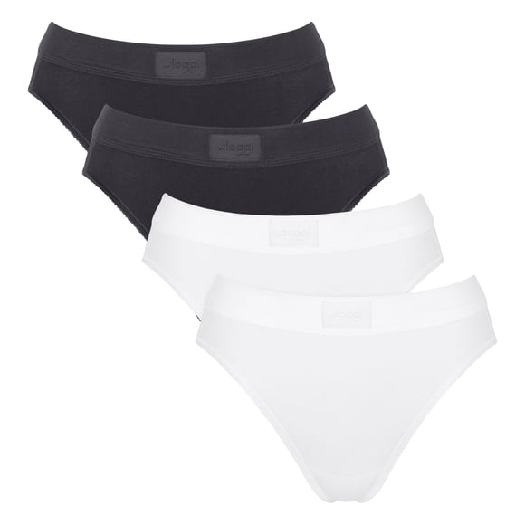 Sloggi calzoncillos mujer, pack de 4 - Double Comfort Tai 4P , pantalón, algodón elástico Blanco/negro XL (X-Large)