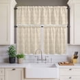 thumbnail image 4 of 3 Piece Kitchen Curtains and Valances Set Beige Baroque Cafe Curtains 36 Inch Length Retro Farmhouse Abstract Scroll Floral Valance & Tier Curtain for Living Room Bedroom Window 54"x18"+27"x36"*2, 4 of 6