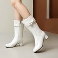 thumbnail image 4 of Mostsola Mid Calf Boots for Women Elegant Leather Black Boots Heel Fall Boots for Women 2025, 4 of 9