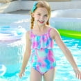 thumbnail image 6 of Hiijoy Toddler Girls Tie Dye Ruffle One-Piece Swimsuit Upf 50+ Bathing Suit, Sizes 3-10, 6 of 8