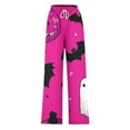 thumbnail image 4 of WXLWZYWL Halloween Pants for Women Plus Size Stretch Pants Casual Palazzo Sweatpants Bat Print Drawstring Wide Leg Pant Lounge Elastic Waist Sweatpant with Pockets, 4 of 4
