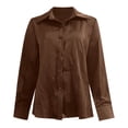 thumbnail image 4 of Womens Soft Satin Silk Leopard Button Down Shirts for Women Silky Long Sleeve Work Shirt Dress Blouses Tops Coffee M, 4 of 4