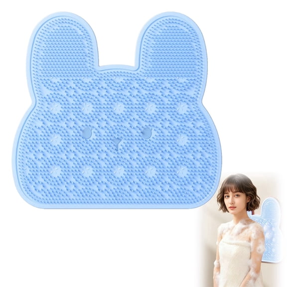 Shower Foot Scrubber Mat with Non-Slip Suction Cups, Shower Foot and Back Scrubber,Foot Spa Brush for Cleaning & Exfoliating, Foot Points Reflexology Mat for Relax Your Feet,12X12.8 Inch,Blue