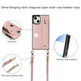 thumbnail image 4 of CCSmaller for iPhone 15 Case with Card Holder for Women, Phone Case Crossbody with Wrist Strap & Removable Adjustable Shoulder Lanyard Cover for iPhone 15 KB Rose, 4 of 8