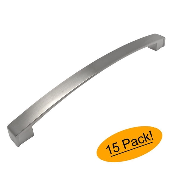 Cosmas 616-192SN Satin Nickel Modern Cabinet Hardware Arch Handle Pull - 7-1/2" Inch (192mm) Hole Centers - 15 Pack