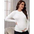 thumbnail image 5 of DARING DIVA Women's Maternity Stretchy Fitted Crew Neck Long Sleeve Tops M White, 5 of 8